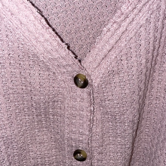 Mauve waffle Henley - Picture 5 of 6